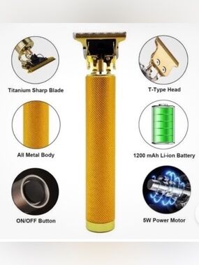 Professional Vintage T9 NWT Cordless Gold Men's Hair Clippers & Cutting machine